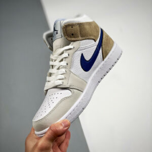 Air Jordan 1 Mid Navy Swooshes and Tan Suede DO6726-100 For Sale