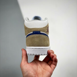 Air Jordan 1 Mid Navy Swooshes and Tan Suede DO6726-100 For Sale