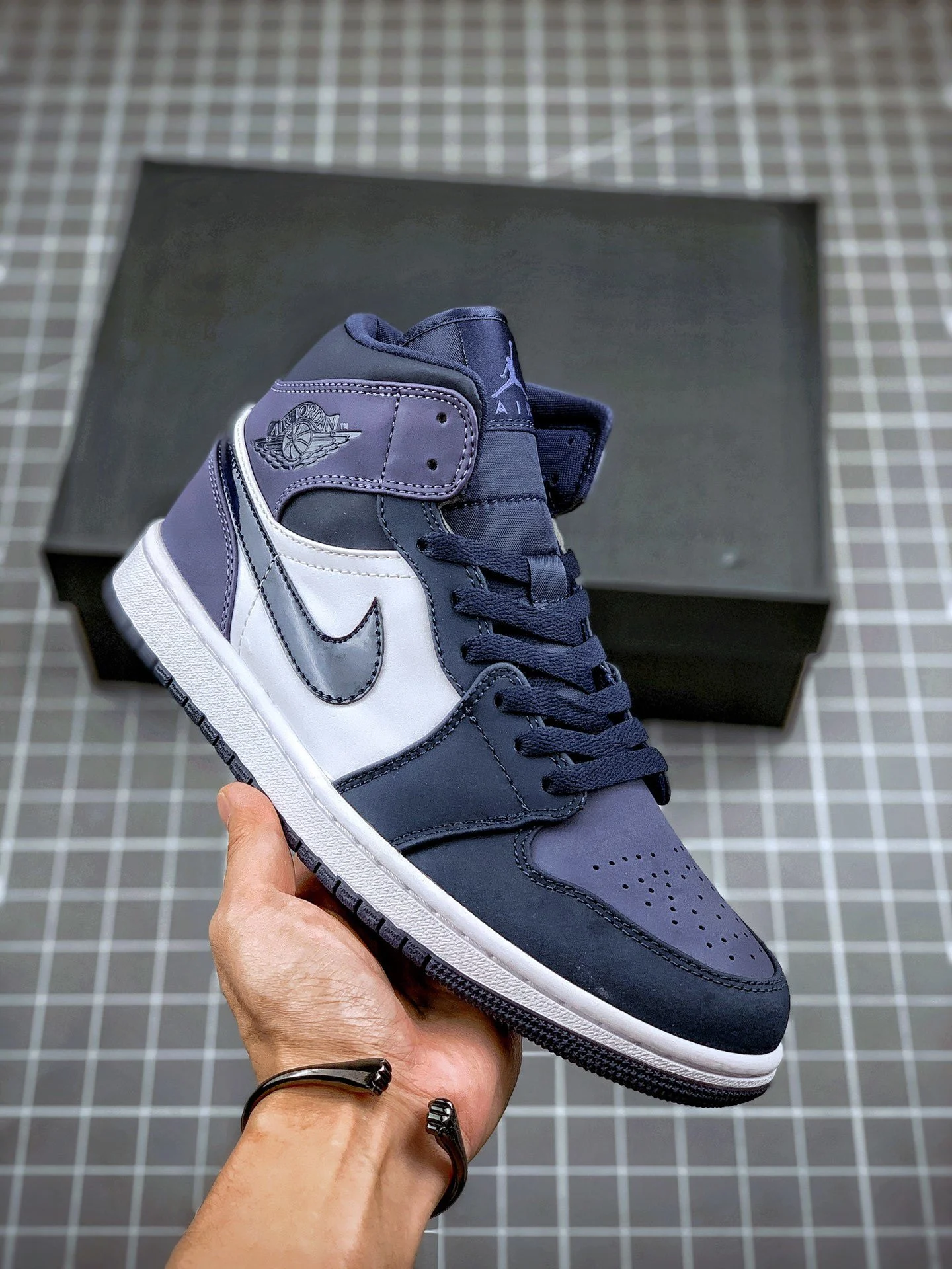 Air Jordan 1 Mid Obsidian Sanded Purple-White For Sale