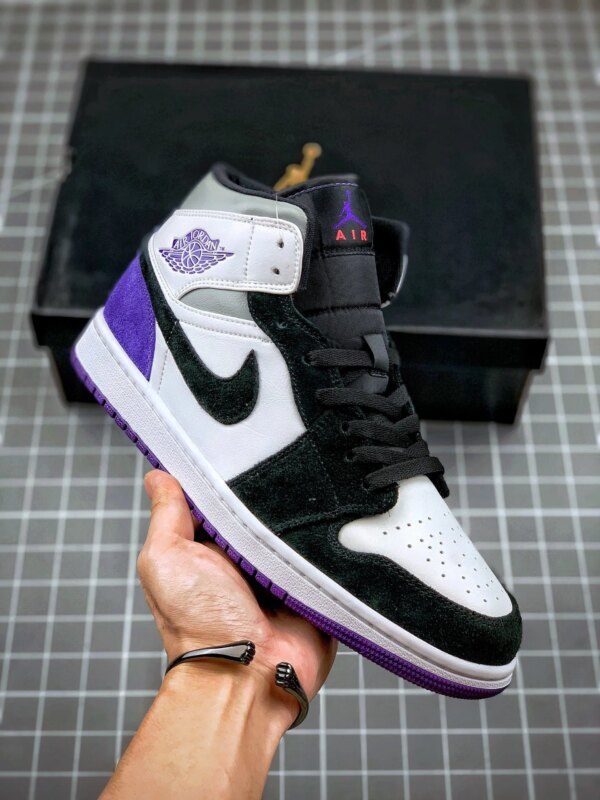 Air Jordan 1 Mid Purple Black Suede Heels For Sale