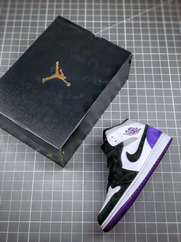 Air Jordan 1 Mid Purple Black Suede Heels For Sale