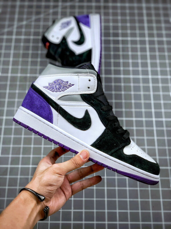 Air Jordan 1 Mid Purple Black Suede Heels For Sale