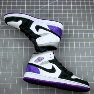 Air Jordan 1 Mid Purple Black Suede Heels For Sale