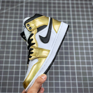 Air Jordan 1 Mid SE Metallic Gold White-Black DC1419-700 For Sale