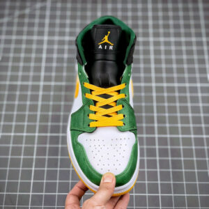 Air Jordan 1 Mid Sonics Gorge Green University Gold-White-Black For Sale