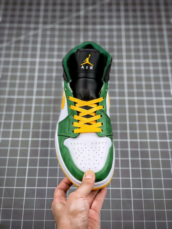 Air Jordan 1 Mid Sonics Gorge Green University Gold-White-Black For Sale