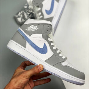 Air Jordan 1 Mid White Grey Blue With Icy Soles