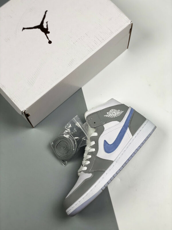 Air Jordan 1 Mid White Grey Blue With Icy Soles