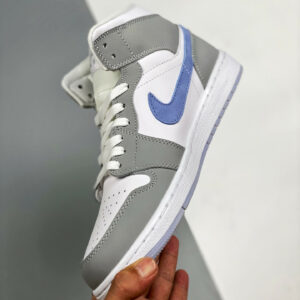 Air Jordan 1 Mid White Grey Blue With Icy Soles