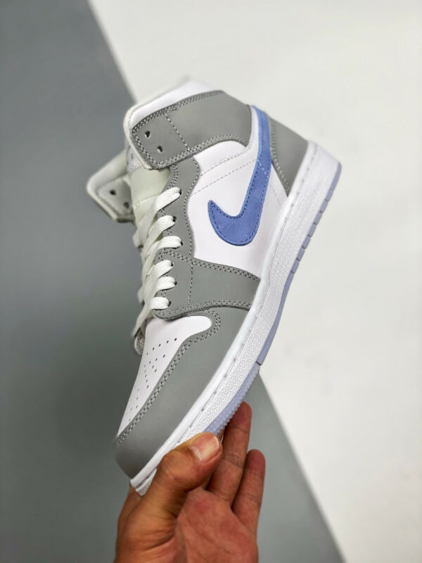 Air Jordan 1 Mid White Grey Blue With Icy Soles