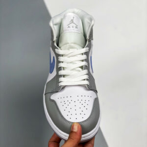 Air Jordan 1 Mid White Grey Blue With Icy Soles