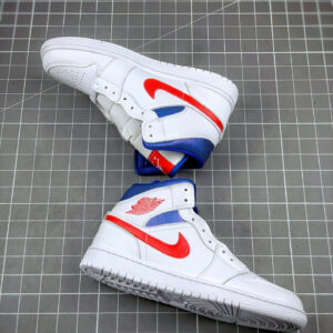 Air Jordan 1 Mid White University Red-Game Royal For Sale