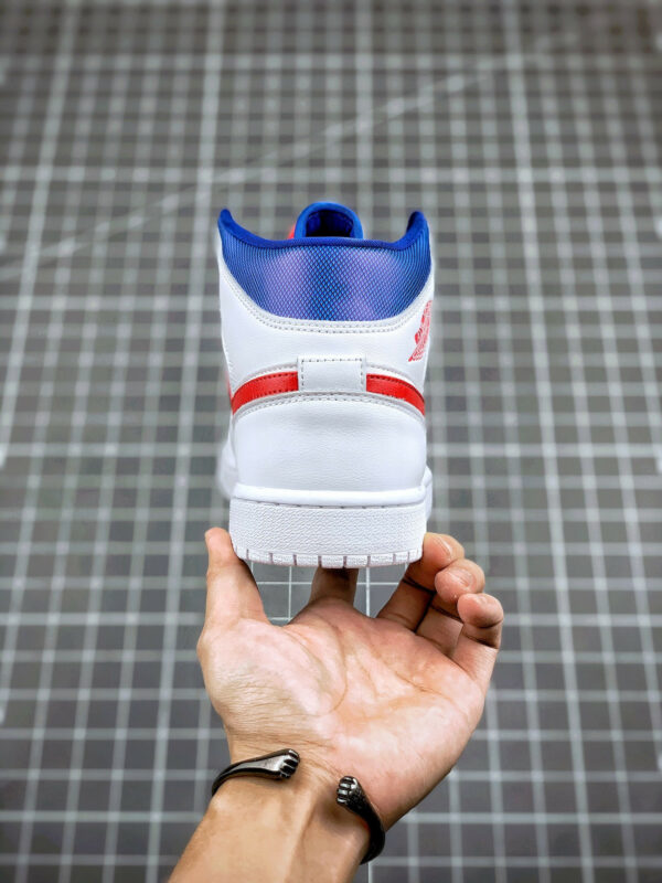 Air Jordan 1 Mid White University Red-Game Royal For Sale