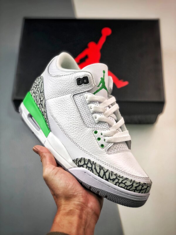 Air Jordan 3 White Lucky Green-Varsity Red-Cement Grey-Sail For Sale