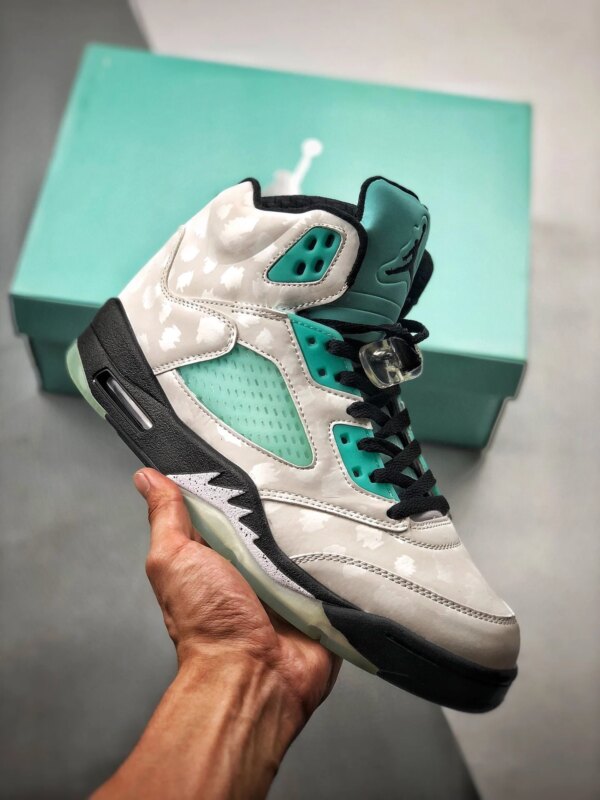 Air Jordan 5 White Black-White-Island Green For Sale