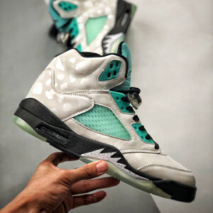 Air Jordan 5 White Black-White-Island Green For Sale