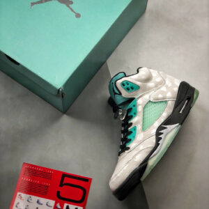 Air Jordan 5 White Black-White-Island Green For Sale