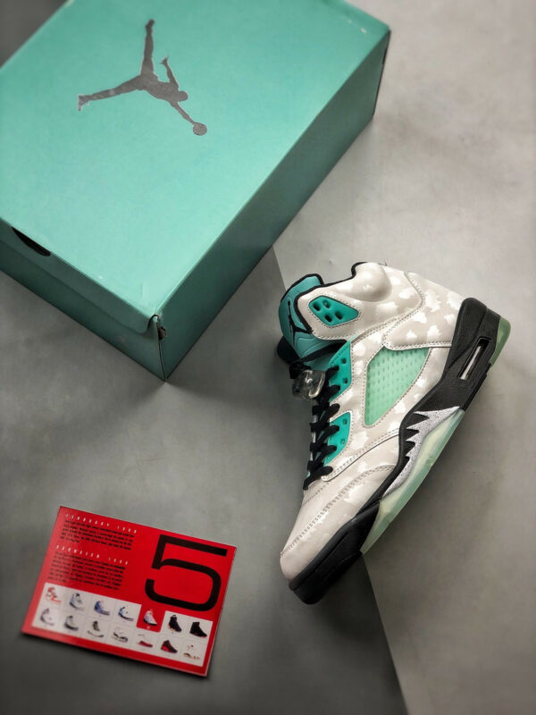 Air Jordan 5 White Black-White-Island Green For Sale