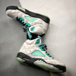 Air Jordan 5 White Black-White-Island Green For Sale