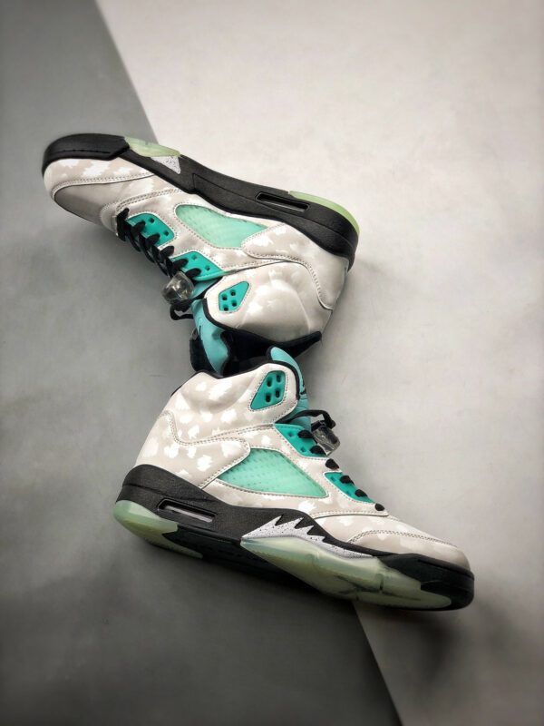 Air Jordan 5 White Black-White-Island Green For Sale