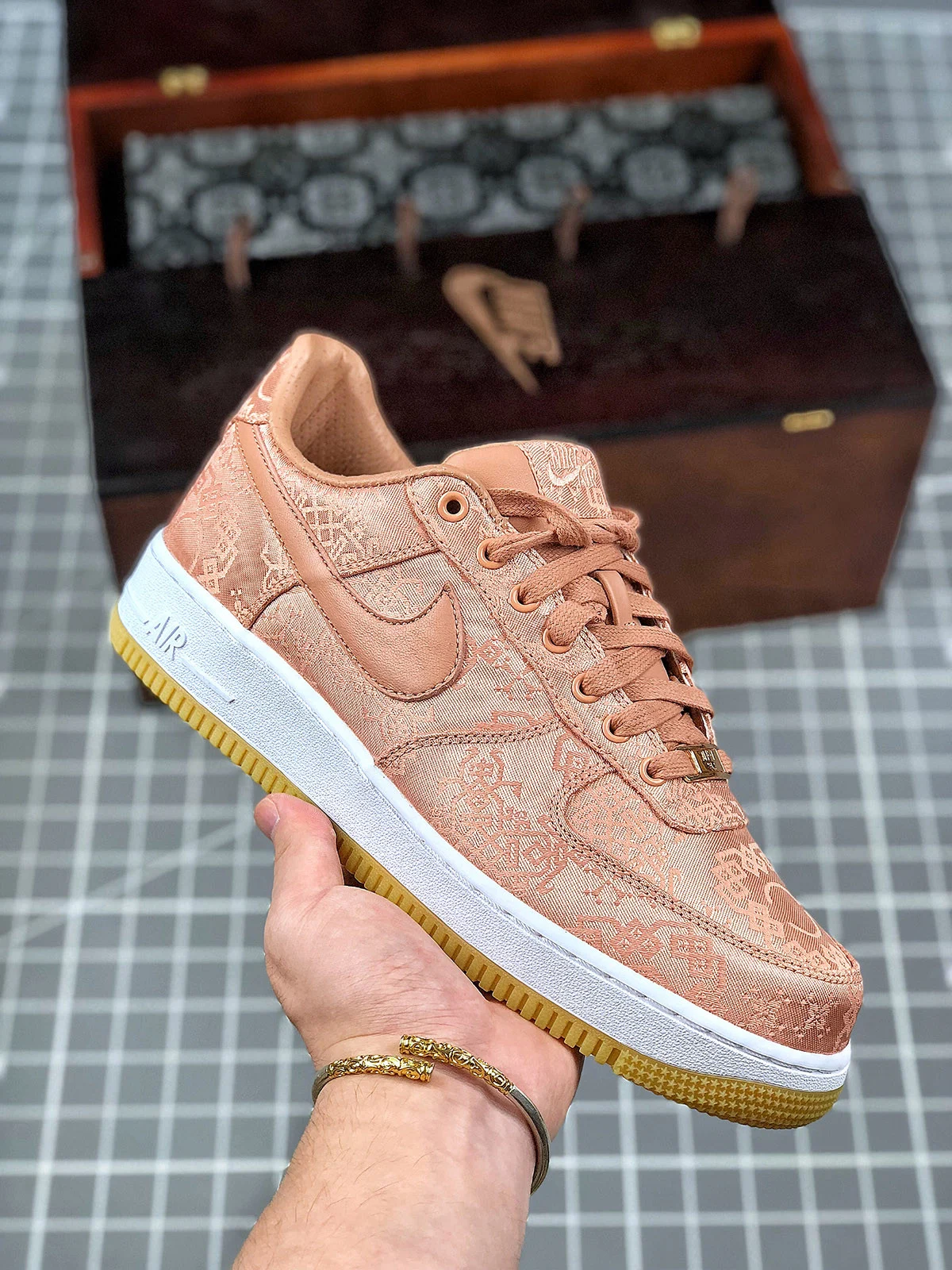 CLOT x Nike Air Force 1 Rose Gold White-Gum Light Brown For Sale