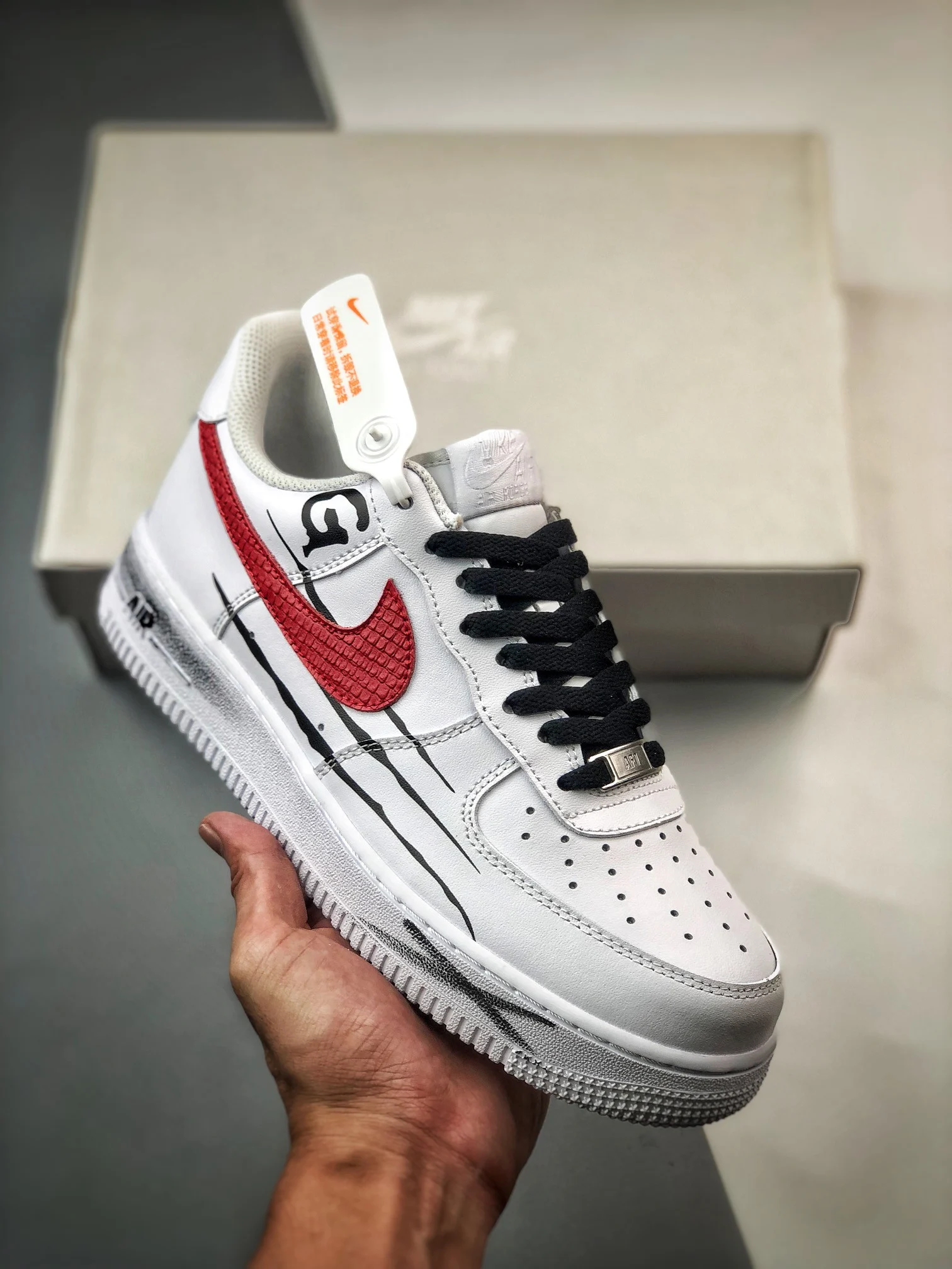 Csutom Nike Air Force 1 White Red Black For Sale