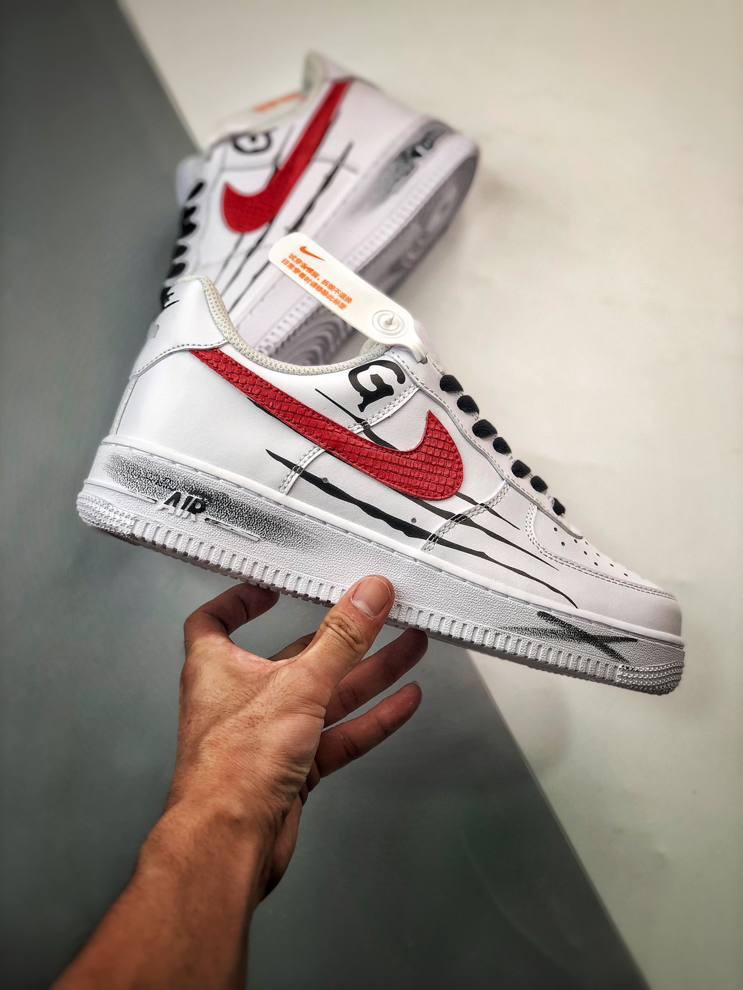 Csutom Nike Air Force 1 White Red Black For Sale