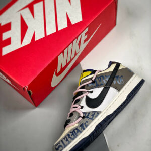 Custom Nike Dunk Low Retro Mocha White Yellow Navy For Sale