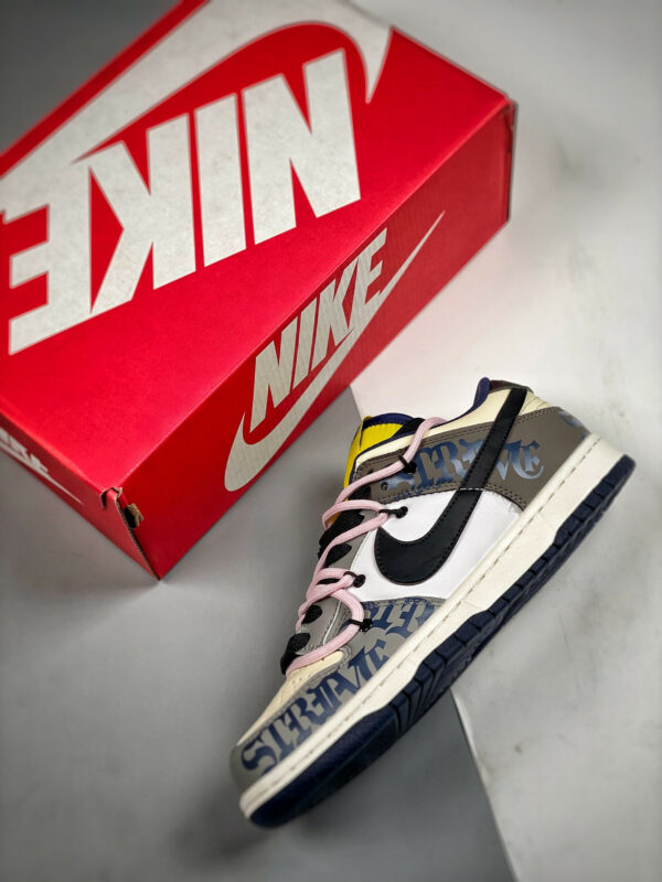 Custom Nike Dunk Low Retro Mocha White Yellow Navy For Sale