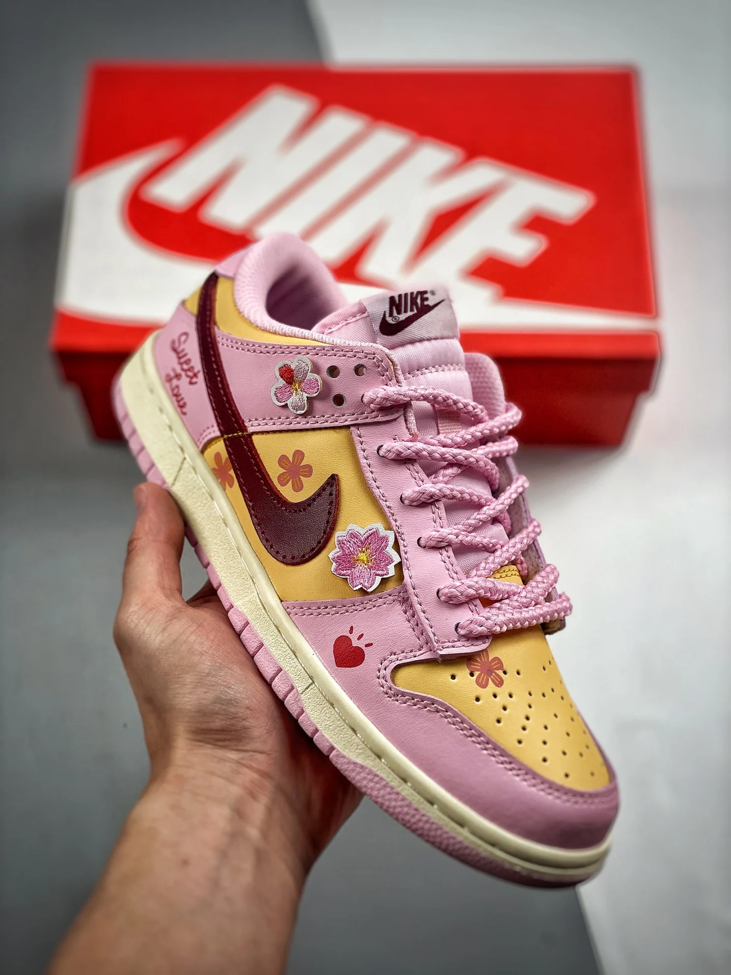 Custom Nike SB Dunk Low Pink Yellow For Sale