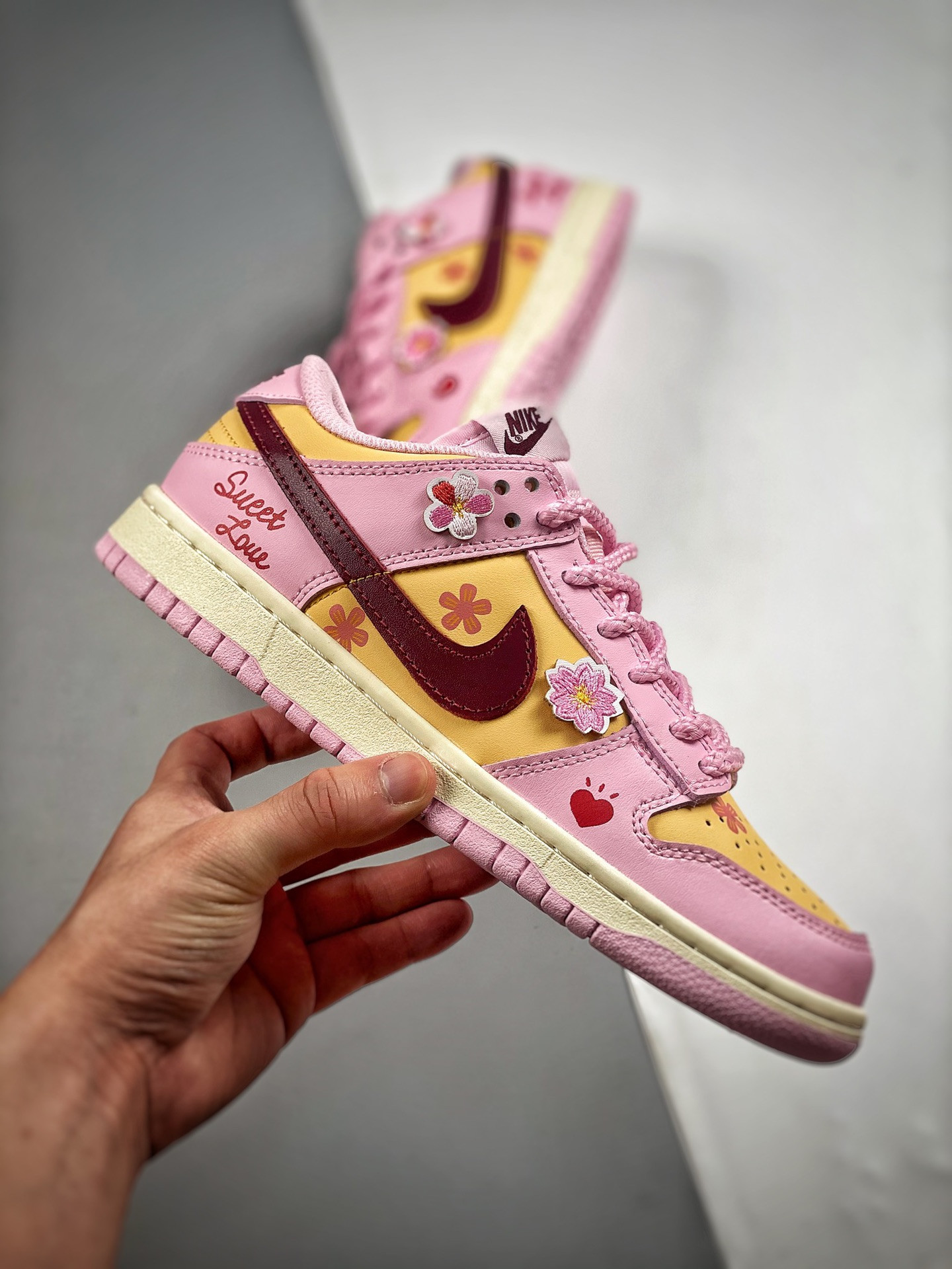 Custom Nike SB Dunk Low Pink Yellow For Sale