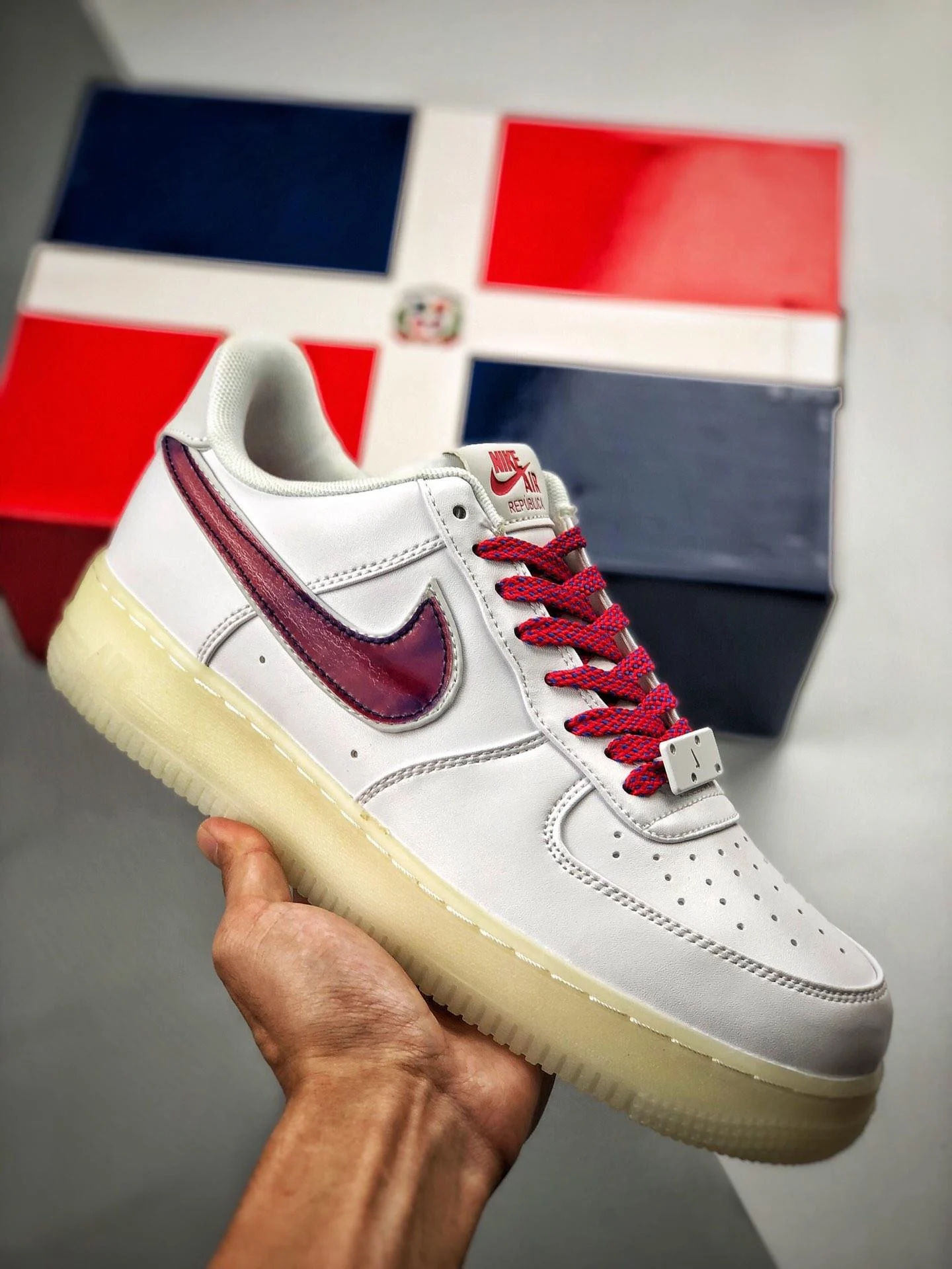 Nike Air Force 1 De Lo Mio White University Red-Sport Blue For Sale
