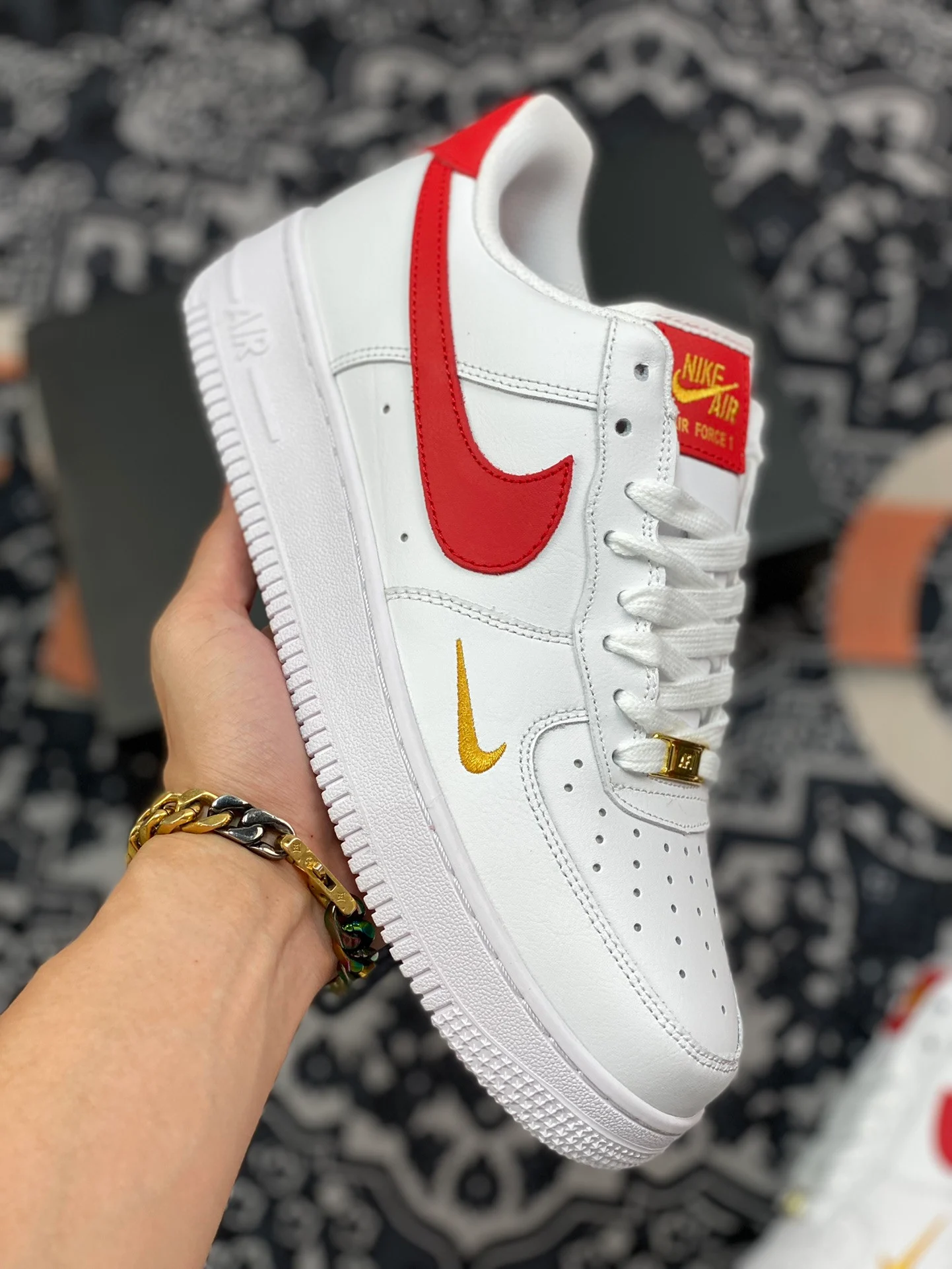 Nike Air Force 1 07 Essential White Gym Red For Sale