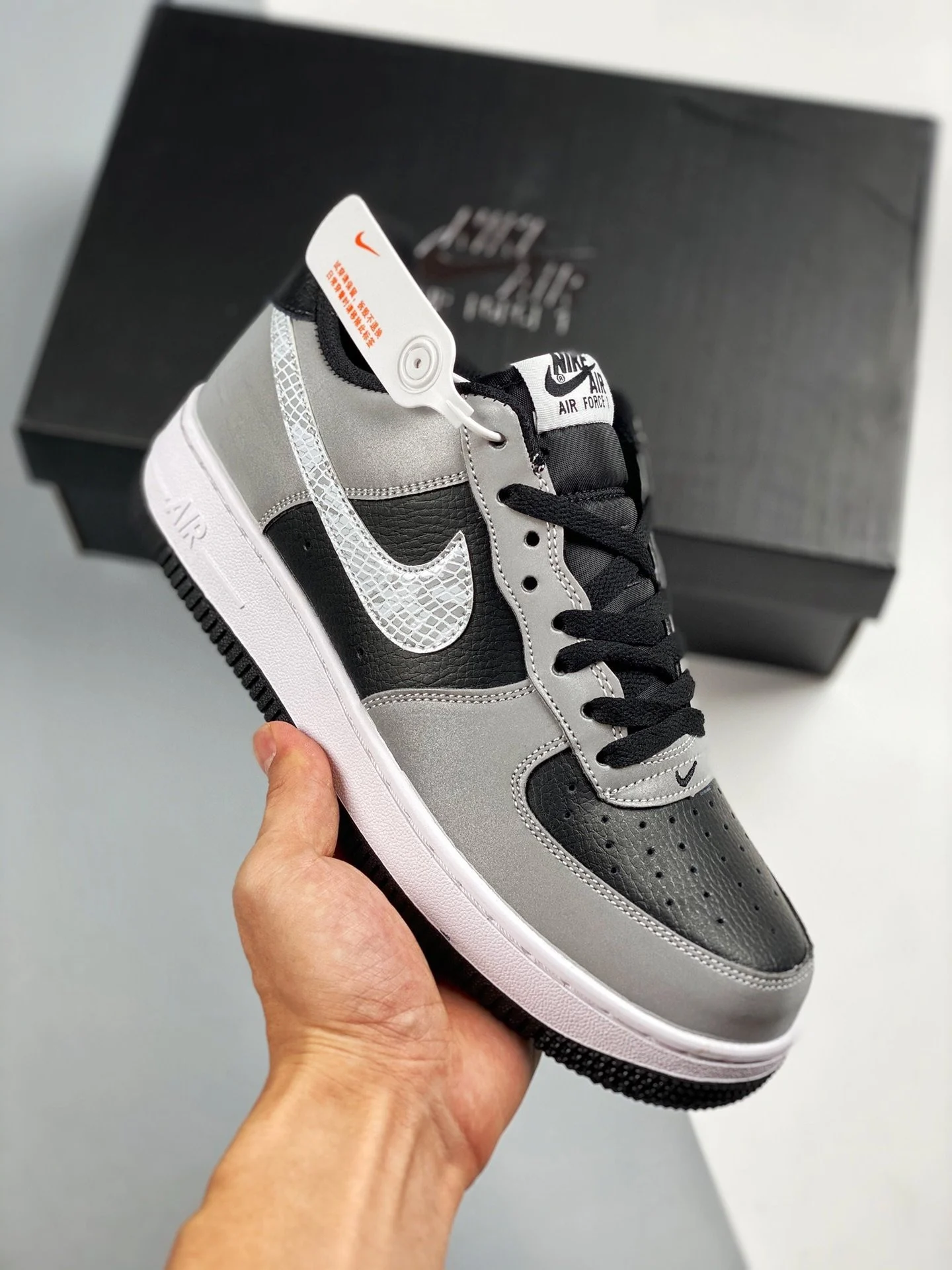 Nike Air Force 1 B 3M Snake Black Silver-White For Sale