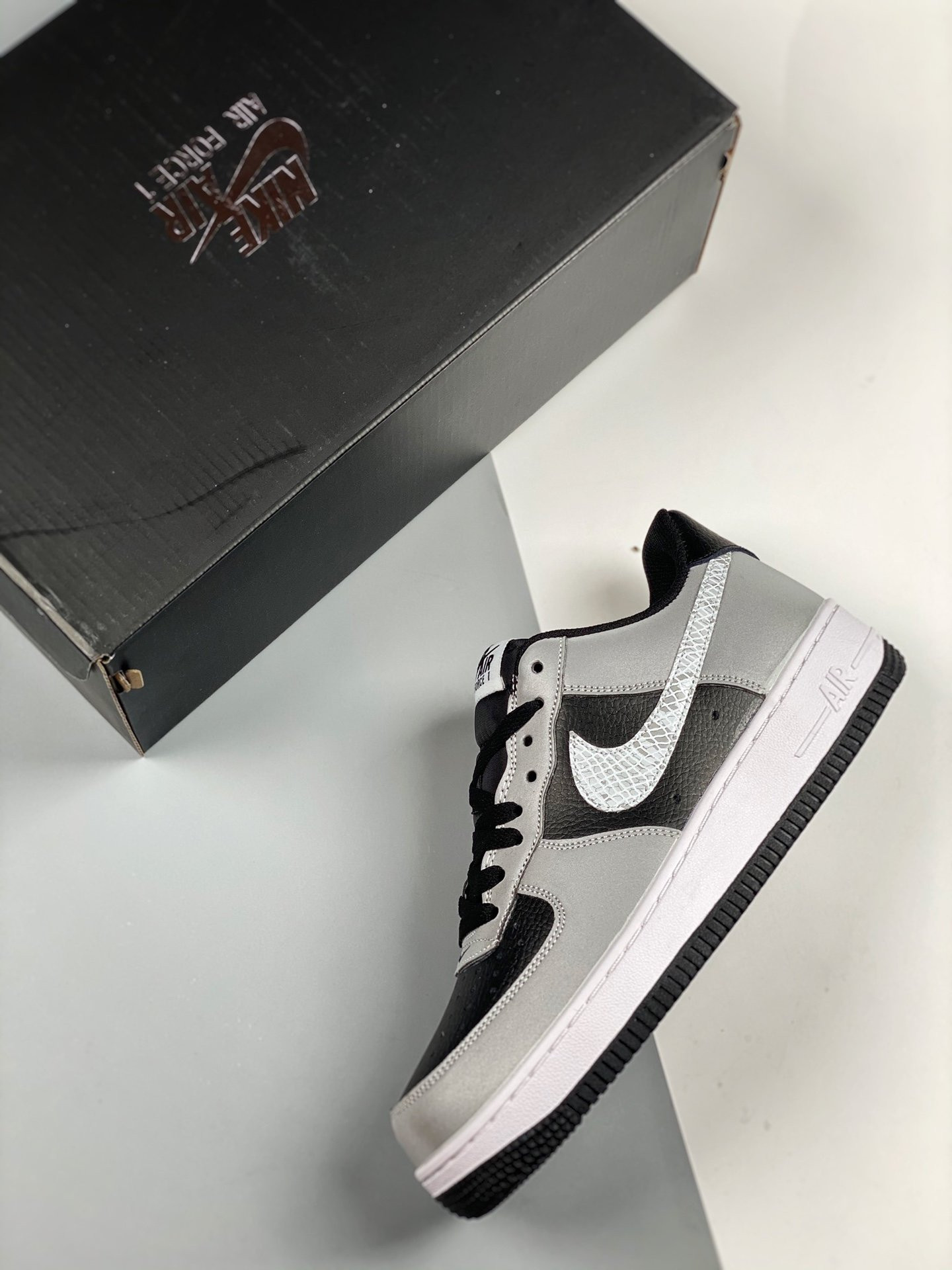Nike Air Force 1 B 3M Snake Black Silver-White For Sale