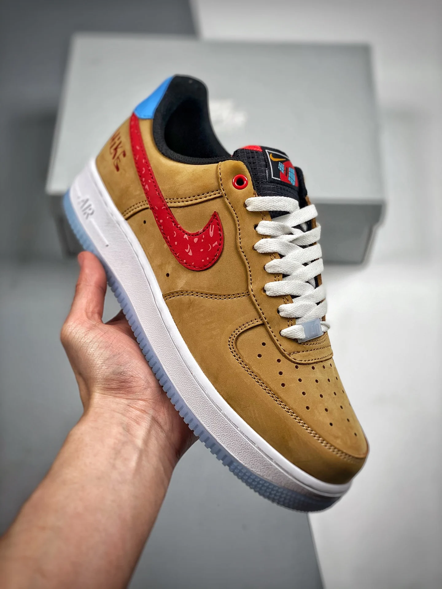 Nike Air Force 1 Low Satellite Tan Red-Blue DQ7628-200 For Sale