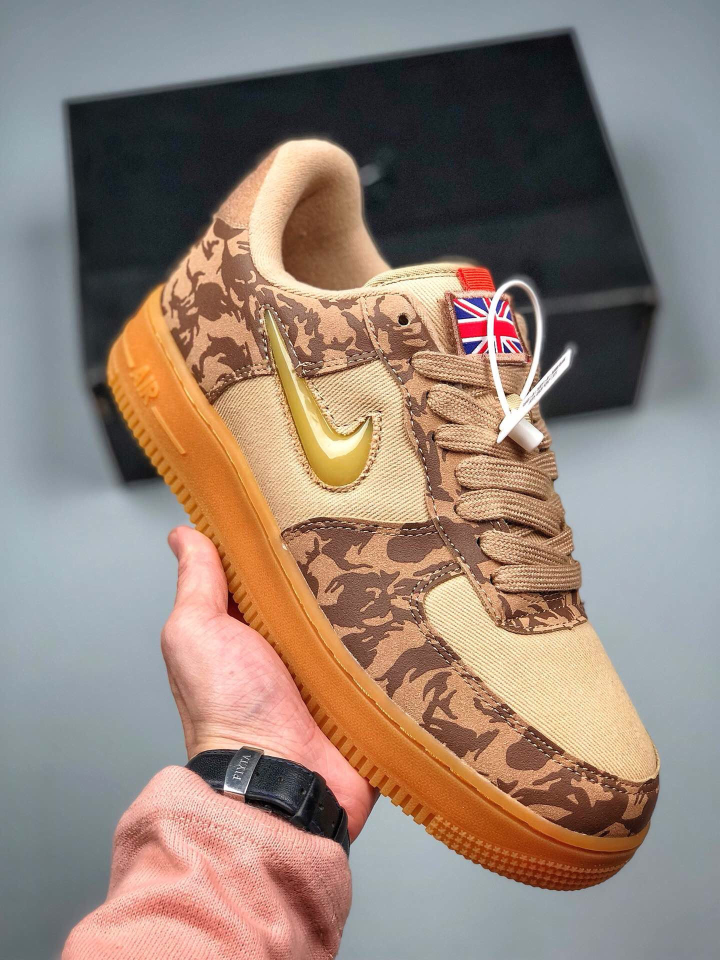 Nike Air Force 1 Low UK Hemp Military Brown-Orange AV2585-200 For Sale