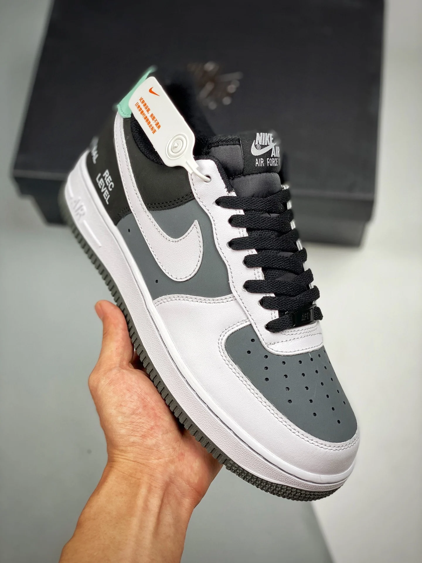 Nike Air Force 1 Low Black Dark Grey-White For Sale
