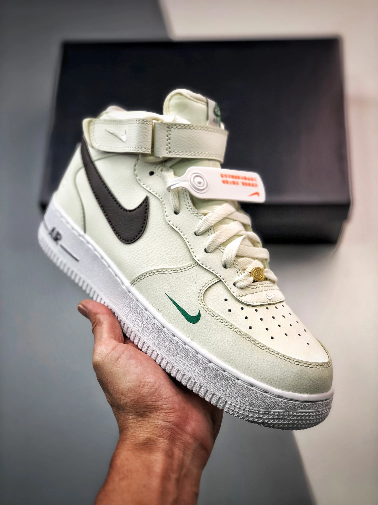 Nike Air Force 1 Mid 40th Anniversary Sail Malachite White Brown Basalt DR9513-100 For Sale