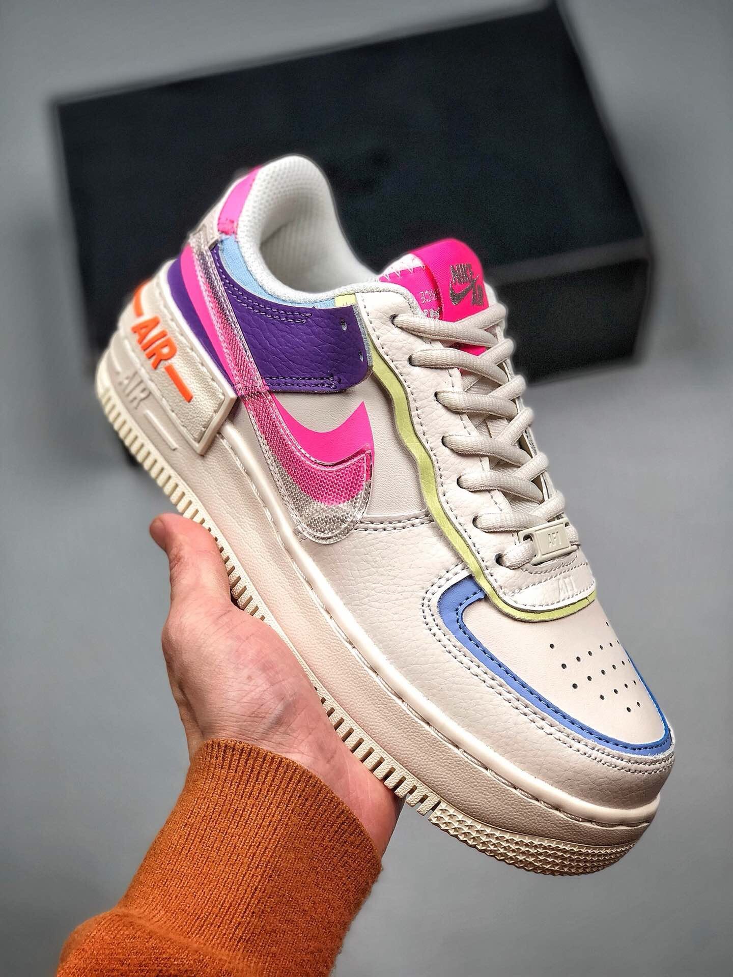 Nike Air Force 1 Shadow Transparent Swoosh Sail Pink Purple