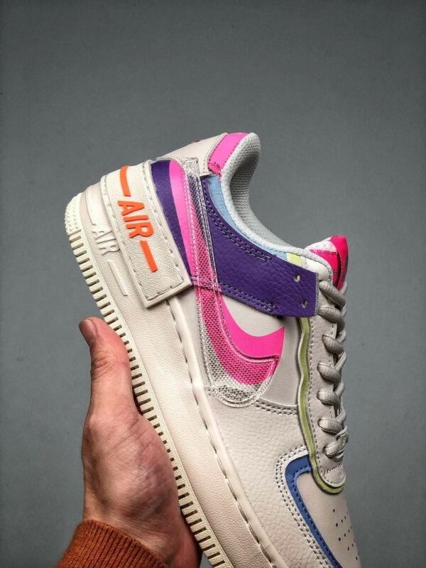 Nike Air Force 1 Shadow Transparent Swoosh Sail Pink Purple