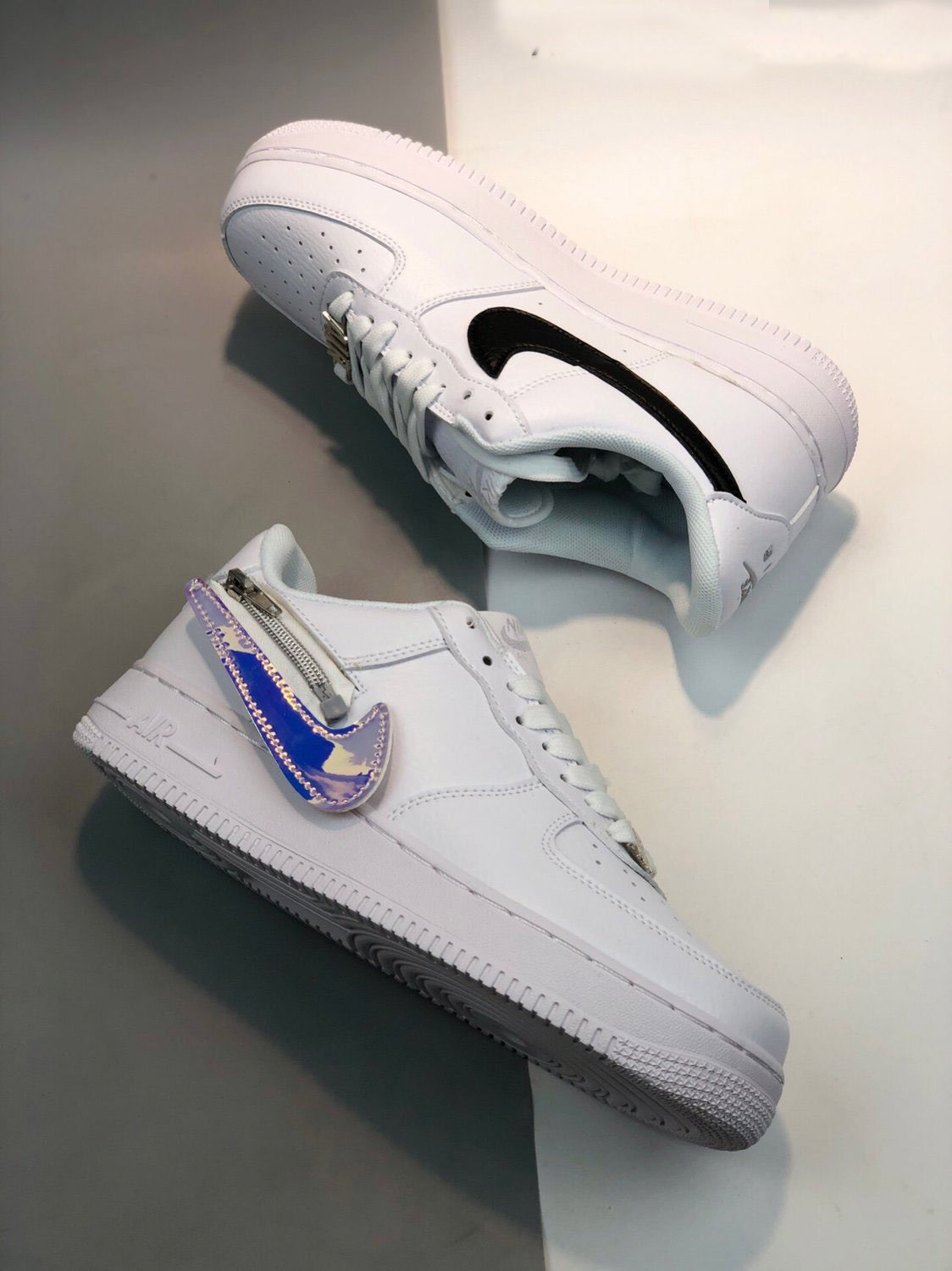 Nike Air Force 1 Zip-On Swoosh Logo White CW6558-100 For Sale