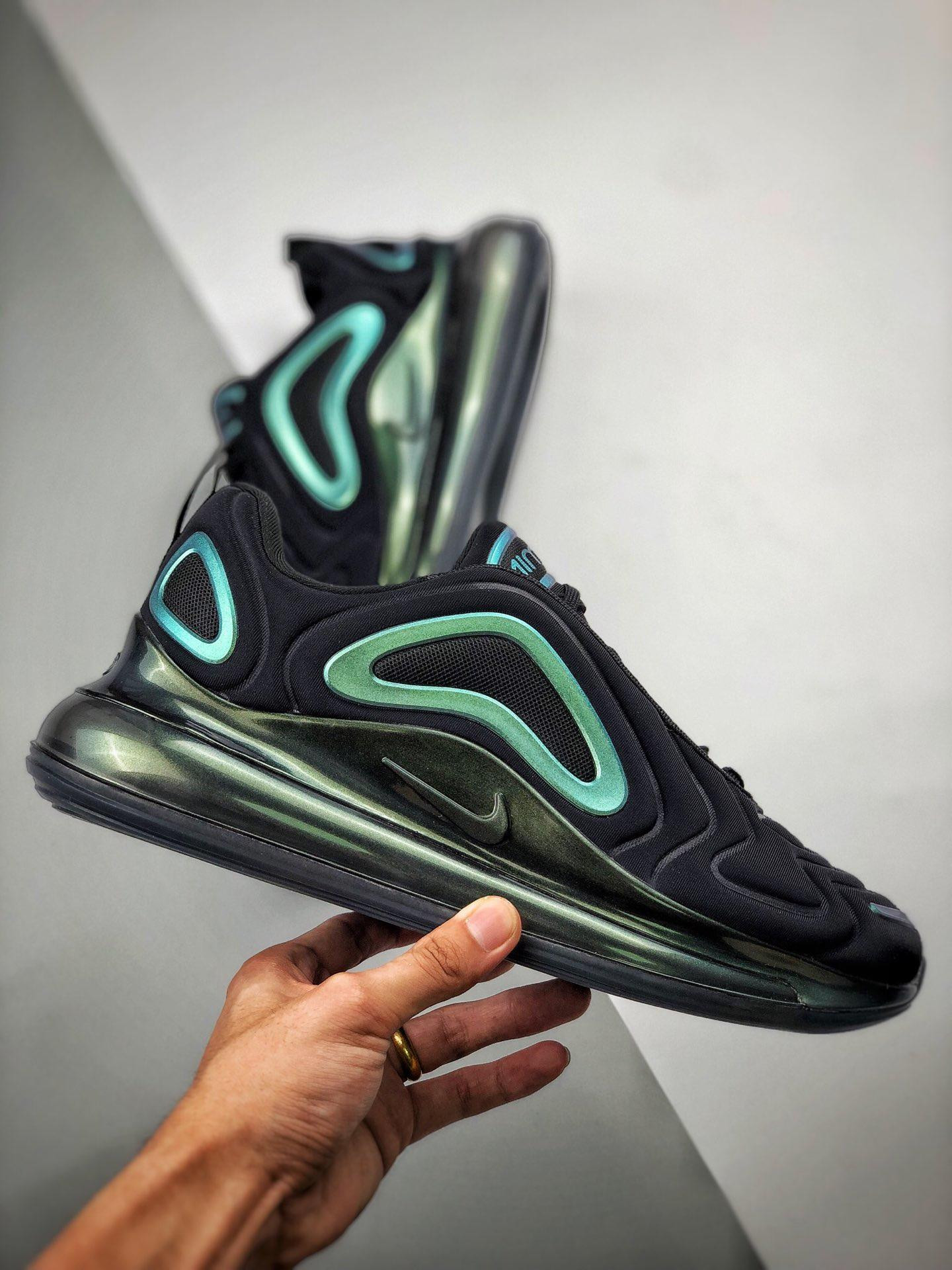 Nike Air Max 720 Throwback Future Black Metallic Silver For Sale