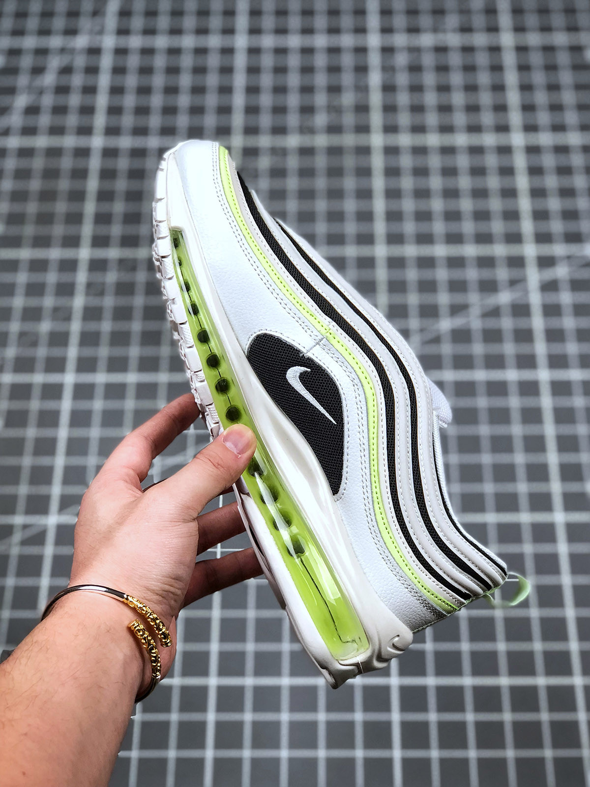 Nike Air Max 97 White Black Moss Green On Sale