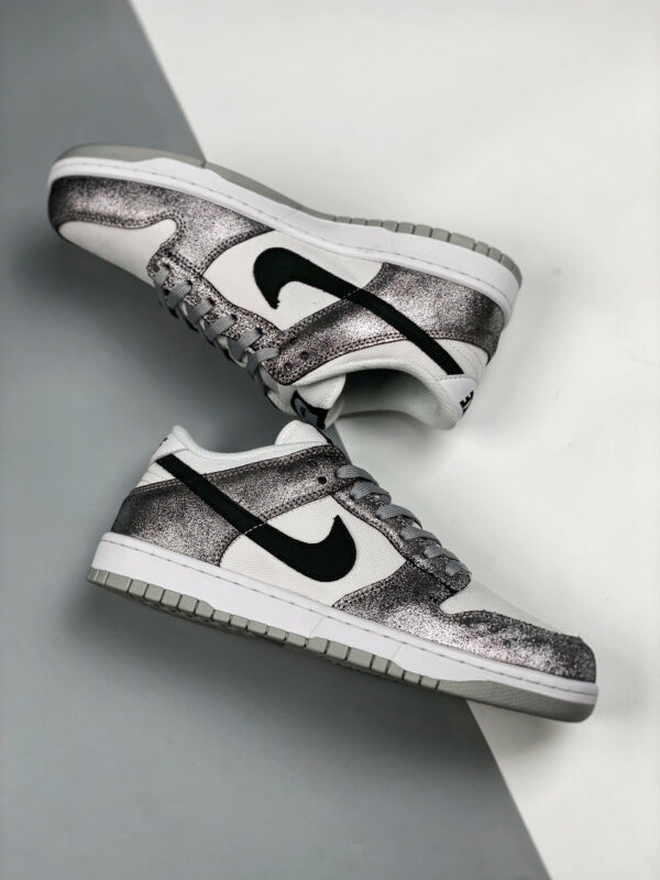 Nike Dunk Low Shimmer White Metallic Silver-Black For Sale