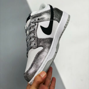 Nike Dunk Low Shimmer White Metallic Silver-Black For Sale