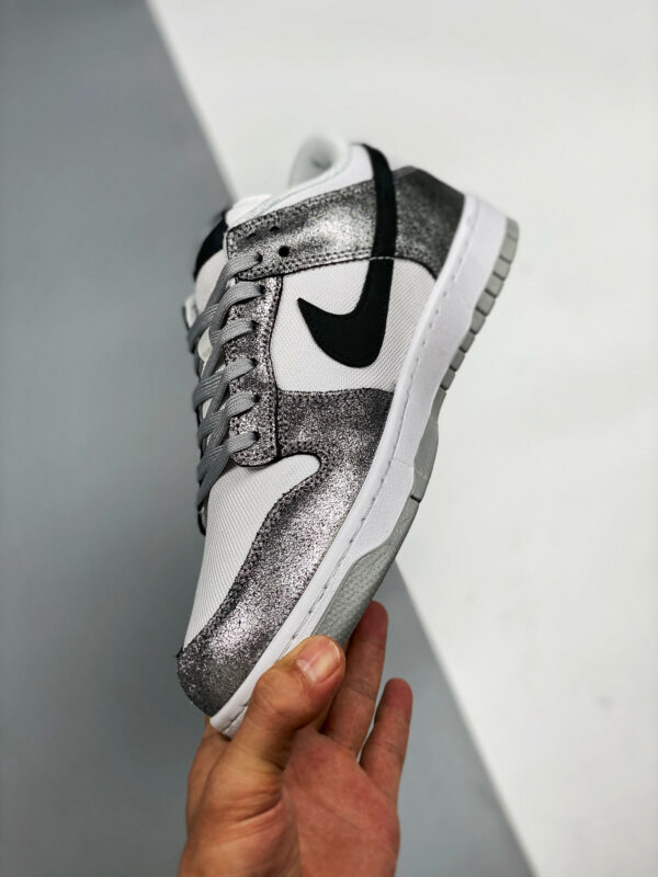 Nike Dunk Low Shimmer White Metallic Silver-Black For Sale