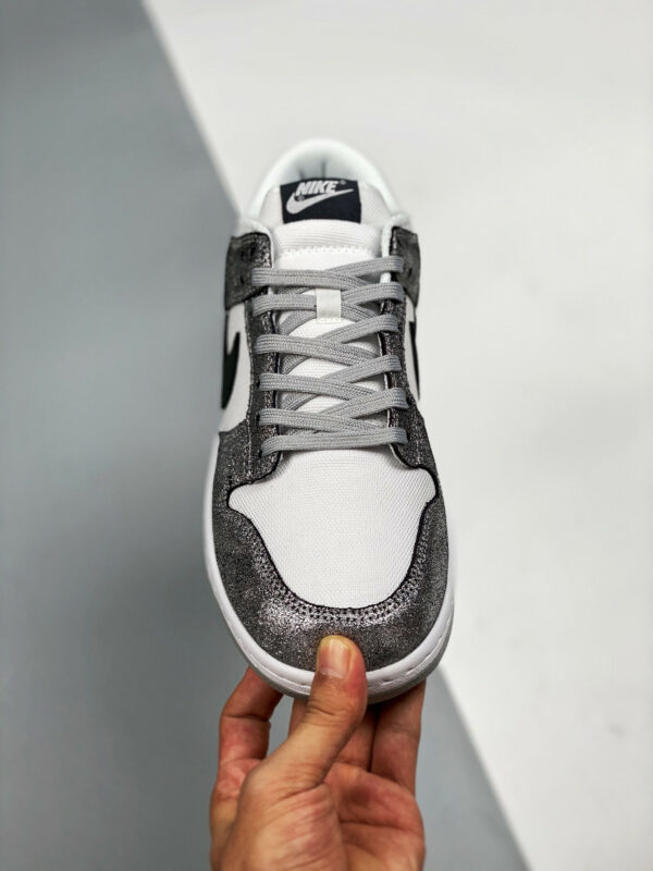 Nike Dunk Low Shimmer White Metallic Silver-Black For Sale