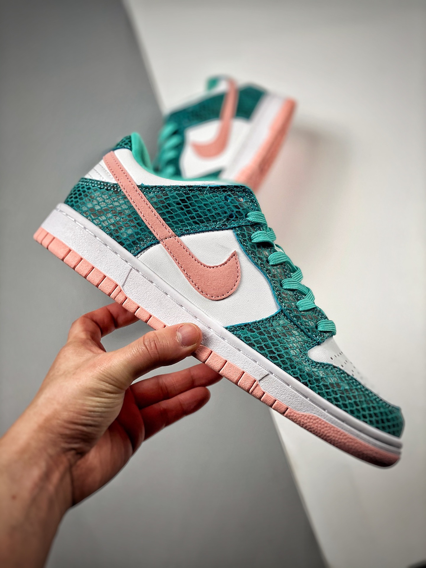 Nike Dunk Low Snakeskin White Teal-Pink DR8577-300 For Sale