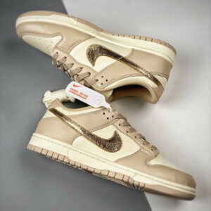 Nike Dunk Low Gold Swoosh White Tan-Gold DX5930-001 For Sale